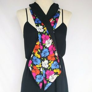 Reversible Floral And Polka Dot Skinny Scarf